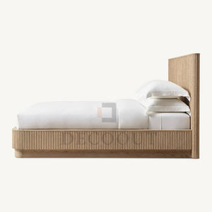 Luxury Modern Design Home Furniture Double Size Birch Wood <strong>Bed</strong> <strong>Frame</strong> with Reclaimed Oak for Bedroom Simple Teak Wood <strong>Bed</strong> - Product Image 5