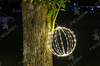 Neue Outdoor-Weihnachtsdekoration Große Hängende 3D-Eisendrahtkugel-Leuchte mit 280 Warmen Mini-LEDs