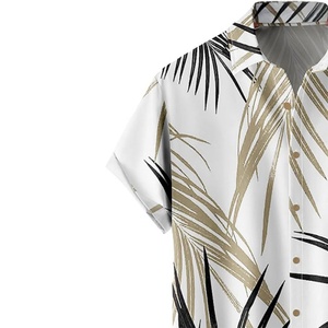 Chemises Hawaïennes Homme Ample Manches Courtes Logo Personnalisé Respirant ODM Col Montant Plage Resort Décontracté Imprimé Soie Été - Product Image 6