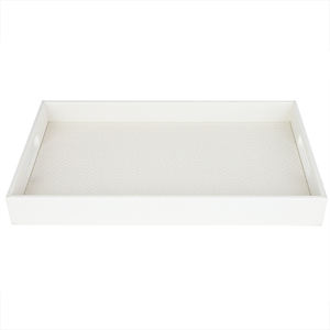 <span class=keywords><strong>Plateau</strong></span> de rangement rectangle blanc en similicuir avec poignée - Product Image 4