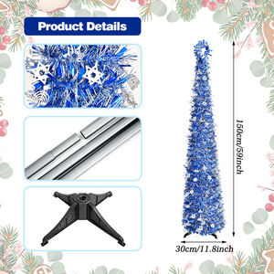 Magnifique sapin de Noël bleu avec des accents de flocons de neige et une installation simple, parfait pour les maisons et les bureaux - Product Image 1