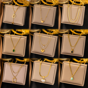 Collier pour femme en acier inoxydable plaqué or 18 carats avec pendentif cœur, chaîne polyvalente, étanche et inaltérable – Meilleure vente - Product Image 2