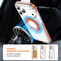 Étui de téléphone transparent magnétique rotatif à 360 degrés, résistant aux chocs, avec charge sans fil Qi pour 13/14/15/16/17