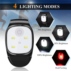 <span class=keywords><strong>Lampe</strong></span> à clip LED rechargeable par USB pour la course à pied, le jogging, la marche nocturne, la pêche et la randonnée - 4 modes d'éclairage et avertissement de sécurité - Product Image 3