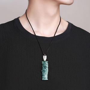 หยกธรรมชาติหยกน้ำเงินรูปมังกรจี้หยก UNISEX ดีไซน์ดั้งเดิมสไตล์จีนของขวัญพร้อมใบรับรอง LP81 - Product Image 3