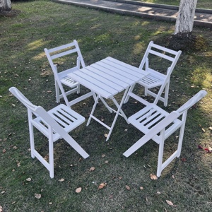Ensemble table et chaises d'extérieur, matériau résistant aux intempéries, qualité commerciale, style moderne et décontracté, mobilier <span class=keywords><strong>de</strong></span> <span class=keywords><strong>jardin</strong></span>, design pliable - Product Image 3