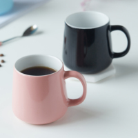 Mug à café en céramique rouge brillant, tasse à thé en porcelaine de couleur unie avec grande poignée, pour la maison, le bureau et l'usage quotidien