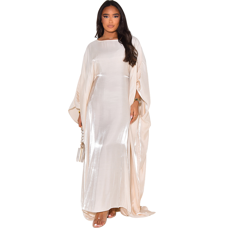 2024 Custom Maxi Boho Dress with Glitter Fabric Bat Abaya Models for Muslim  Women