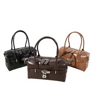 Bolso de Hombro Cruzado de Piel Genuina con Cierre de Cremallera y Bloqueo, Color Sólido, Moda Urbana de Primavera 2026, para Trabajo y Viajes - Product Image 1