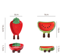 Assiette en céramique et porcelaine, motif fruits rouges et jaunes dessinés à la main, pour enfants, idéale pour les sauces et assaisonnements (fraise, pastèque)