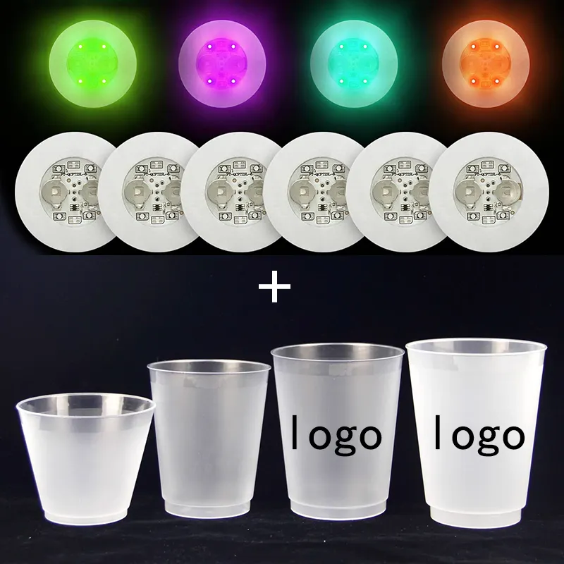 Sottobicchiere a LED con tazze da stadio smerigliate con Logo personalizzato usa e getta per feste bicchieri freschi per eventi di promozione del marchio
