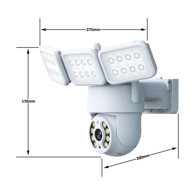 Ikevision TUYA 4MP WIFI PTZ Camera with Floodlights, H.265 Outdoor Smart Garden Security Camera Rotational LED Lights
