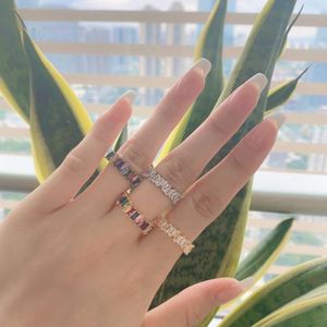 Dylam Rhodium Plated 925 Sterling <b>Silver</b> <b>Eternity</b> <b>Rings</b> Trendy Cubic Zirconia Square Irregular Band Wedding <b>Ring</b> Women - Product Image 6