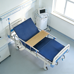 Lit d'hôpital manuel <span class=keywords><strong>en</strong></span> acier à manivelle unique, prix usine, avec dossier réglable et barrières latérales pliables pour examen du patient - Product Image 4