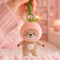 Aangepaste katoenen fruit otter pluche sleutelhanger Kawaii perzik watermeloen knuffeldier schattig tas hangertje cadeau school promotie
