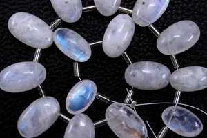 ลูกปัด Briolette อัญมณีสีฟ้ารูปวงรีเรียบลายรุ้งธรรมชาติ1เส้น - Product Image 3