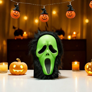 Maschera Verde da Fantasma con Pelliccia Nera Soffice, Maschera Spaventosa per Halloween, Cosplay <span class=keywords><strong>Horror</strong></span>, Costume per Feste in Maschera e Case Infestate - Product Image 4