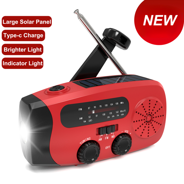 New Portable Radio FM AM Emergency Radio with Durable Design Premium Lithium Battery Three Way Charging DC Solar and Crank