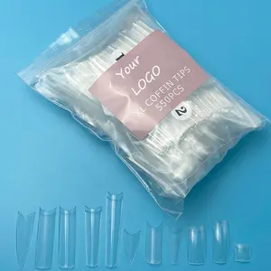 500Pcs/Bag XXL Square Nail Tips Non C Curve ABS Tips Newest XXXL Coffin No C curve Xl Long Straight Coffin Nail Tips