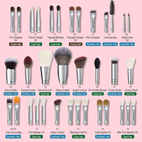 Ensemble de 34 pinceaux de maquillage professionnels avec poils synthétiques/de chèvre, pinceaux plats, manche en bois, pour le visage et les yeux, plusieurs produits inclus