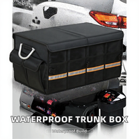 Grande boîte de rangement pliable pour coffre de voiture, en polyester imperméable de luxe, avec couvercle rigide, poignée en alliage d'aluminium et bande réfléchissante