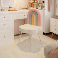 Chaise de maquillage en tissu haut de gamme, coiffeuse simple, style crème, salon, tabouret de maquillage arc-en-ciel