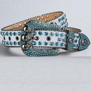 2023 nuevo diseñador fabricación al por mayor cinturones de cuero Pu hebilla brillante tachonado diamante cristal Rhinestone cinturón Bb <span class=keywords><strong>Simon</strong></span> - Product Image 6