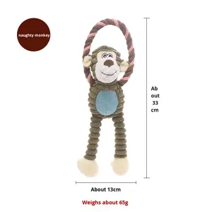 Jouet à mâcher durable en peluche pour animaux <span class=keywords><strong>de</strong></span> compagnie, jouet interactif qui couine pour chiens, résistant aux morsures, nettoyage des dents avec corde en coton - Product Image 6