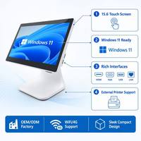 Terminal Punto de Venta de Pantalla Única de 15.6 Pulgadas con Windows 10, Caja Registradora Táctil con Impresora para Restaurante, Supermercado y Comercio Minorista