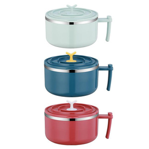 Dishwasher Safe Wheat Straw Instant Noodles Bowls With Airtight Lids Plastic Soup Mug Ramen Bowls With Phone Holder