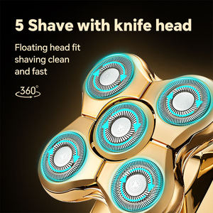 เครื่องโกนหนวด 5-in-1 ระดับพรีเมียมสำหรับผู้ชาย กันน้ำ ใช้ตัดแต่งหนวดเครา ขนจมูก ขนหู พร้อมพอร์ต USB ใช้ในบ้าน ใบมีด 9 ใบ โกนได้ทั่วร่างกาย - Product Image 4