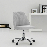 Chaise de bureau moderne et confortable en tissu avec roulettes Chaise d'ordinateur ergonomique de haute qualité, à hauteur réglable et à faible dossier