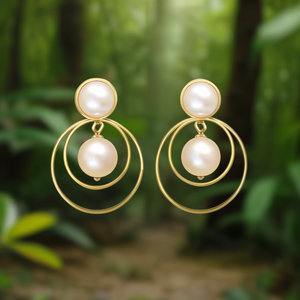 Boucles d'oreilles tendance plaquées or en acier inoxydable 316L, design perle suspendue durable et résistant - Product Image 3