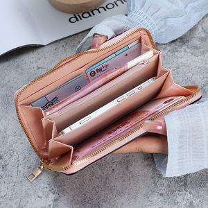 Hot Selling Fashion Clutch Bag Luxury Money Clip Factory Wholesale Print <strong>Long</strong> Zipper Solid Color Women's Wallet <strong>Purse</strong> Woman - Product Image 2