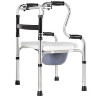 Marchette manuelle avec poêle de lit pour personnes âgées, produit de soins à domicile, support portable léger, chaise d'aisance, cadre de marche 3 en 1