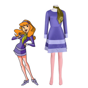Disfraz de Daphne para Mujer, Vestido de Cosplay de Película y Televisión, Color Morado con Bufanda, Atuendo de Halloween - Product Image 1