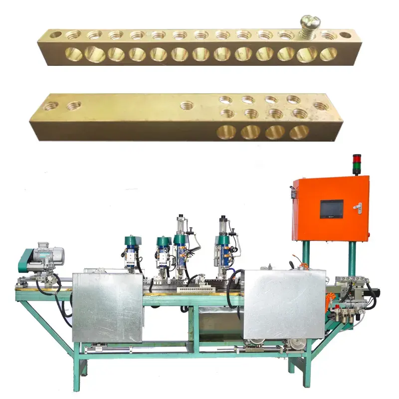 Brass Busbar Terminals Automatic Cutting  Drilling and Tapping machine Neutral Link Earth Terminal