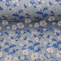 Tissu en dentelle brodée T-win Textile, nouveau tissu en dentelle brodée avec du fil doré, maille brodée avec de petites fleurs, tissu en dentelle brodée avec des fleurs 3D