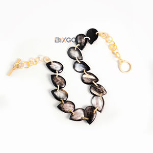 BIXGO Polished Natural Buffalo Horn Teardrop Link Chain <b>Necklace</b> Trendy Elegant Organic Jewelry Non-toxic <b>Statement</b> Piece Gift - Product Image 4