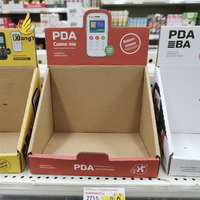 Support de présentation de comptoir en carton pliable, robuste, petit format, avec logo personnalisé, pelliculage mat, écologique et recyclable pour point de vente