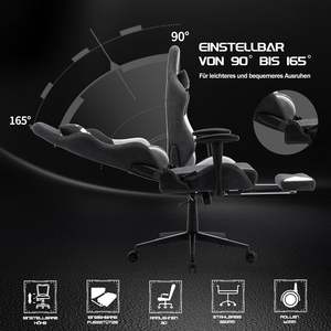 Großer profession eller Spieler Stuhl <span class=keywords><strong>Max</strong></span>. Last 180kg schwarzer Alcantara-Stoff Atmungsaktiver ergonomischer <span class=keywords><strong>Massage</strong></span>-Bürostuhl mit Fuß stütze - Product Image 4