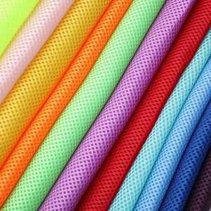 Tissu en maille 3D respirant épaissi 100 % polyester couleur rose foncé doré avec motif oeil-d'oiseau élastique - Product Image 6