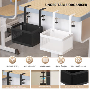 Estante de almacenamiento de escritorio mágico, caja de almacenamiento colgante sin taladro, estaciones de trabajo organizadoras y cesta colgante lateral de escritorio inferior de cocina - Product Image 2