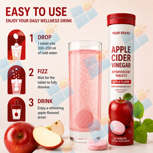 Compresse Effervescenti di Aceto di Mele a Marchio Privato con Vitamina B6 <span class=keywords><strong>B12</strong></span>, Gusto Mela, Produttore ODM di Integratori, Vendita all'Ingrosso - Product Image 2