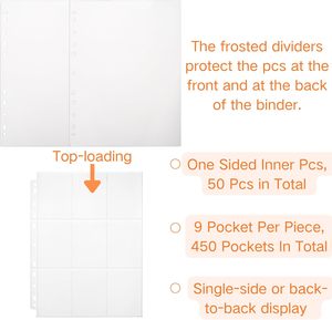 Classeur pour photocartes <span class=keywords><strong>4</strong></span> <span class=keywords><strong>anneaux</strong></span> avec 50 pages, 450 pochettes, porte-cartes photo Kpop 2x3 pouces, classeur A4, pochettes pour cartes recto simple, album photo - Product Image 2
