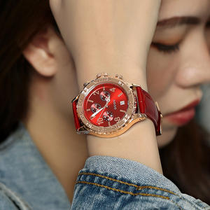 Reloj GUOU 8116 de alta calidad para mujer, reloj de cuarzo a la moda y a la moda con esfera grande, correa de cuero resistente al agua - Product Image 2