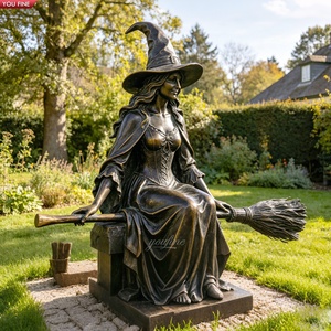 Statua di Strega in Bronzo a Grandezza Naturale YOUFINE, Statua di Donna Maga Fantastica per Decorazione di Giardini e Paesaggi Esterni - Product Image 4