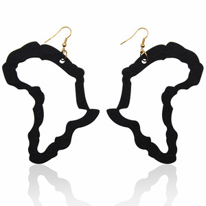 Mode Creative Designer Boucles D'oreilles En Bois Magique <span class=keywords><strong>Afro</strong></span> Filles Symbole Creux Afrique Carte Pendentif Boucles D'oreilles - Product Image 6