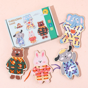 Puzzle éducatif pour animaux Ensemble de jouets Activité de couture avec cordes à enfiler Cadeau d'apprentissage pour garçons et filles de 3 ans et plus - Product Image 4