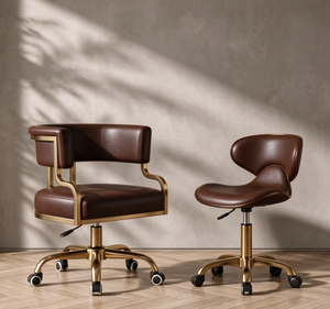 Professional Modern Salon Client Chair Technician <b>Stool</b> Set PU Leather Heavy Duty Gold Base Multi-Color Manicure Nail <b>Wheeled</b> - Product Image 4
